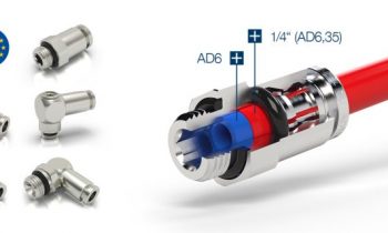Der neue 2-in-1-Druckluftanschluss ermöglicht die Montage von zwei verschiedenen Schlauchdurchmessern (Bild: Eisele).