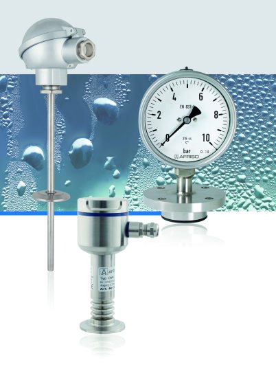 Die Sensoren für Druck, Temperatur und Füllstand unterstützen die hygienegerechte Konstruktion von Maschinen und Anlagen (Bild: Afriso).