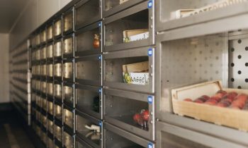 Der komplette Automat ist in einem Kühlraum untergebracht und bietet Zugang zu 160 Fächern mit verschiedenen Obst- und Gemüsesorten (Bild: Chez Chambe).
