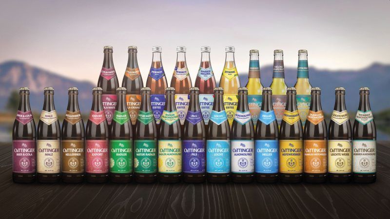 Das umfangreiche Portfolio von Oettinger Getränke umfasst nicht nur Biere, sondern auch Eistees und Softdrinks (Bild: Oettinger).