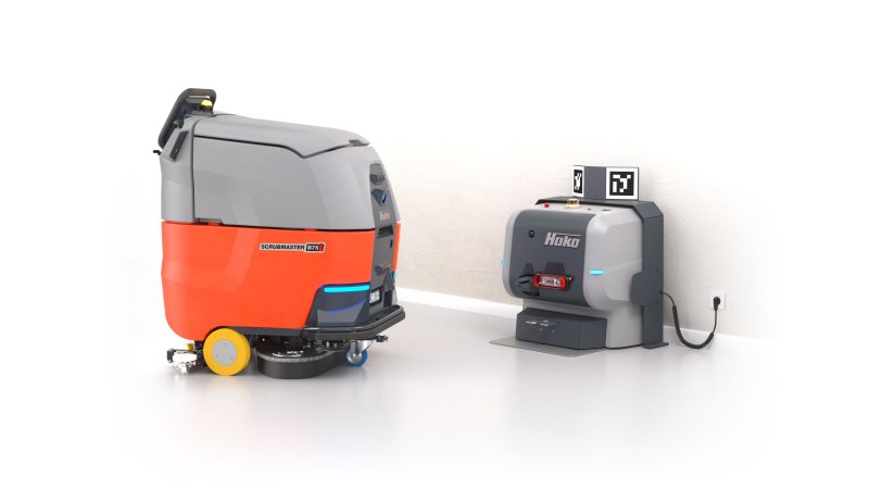 Die autonome Scheuersaugmaschine verbessert die Produktivität in der professionellen Reinigung (Bild: Hako).