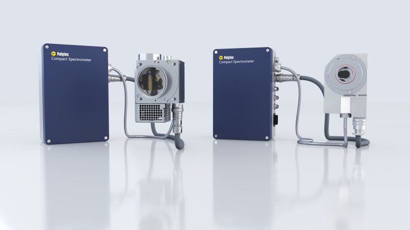 Das kompakte NIR-Spektrometer wurde für den industriellen Einsatz entwickelt. Es ist für die Distanz- (li.) und Kontaktmessung (re.) erhältlich (Bild: Polytec).