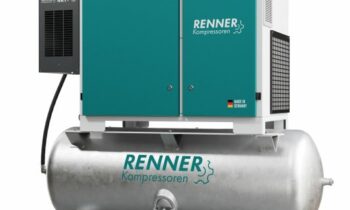 Der neue Schraubenkompressor ist auch mit 500-Liter-Druckluftbehälter lieferbar (Bild: Renner).
