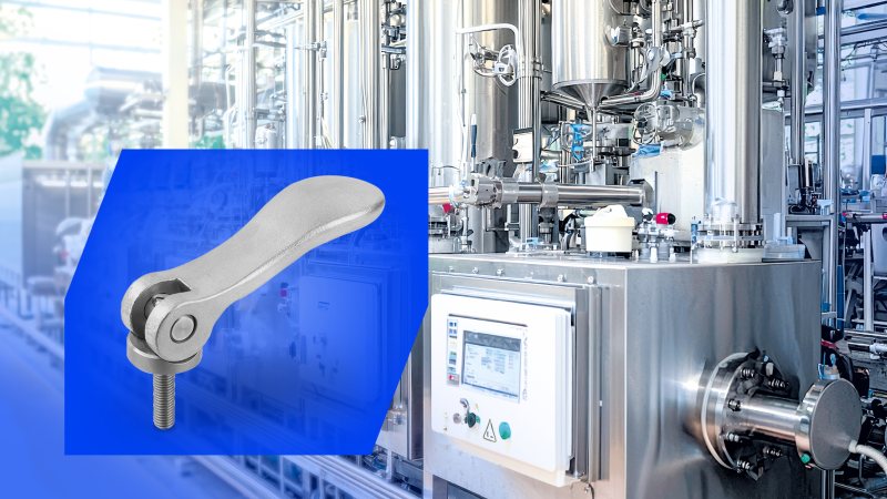 Für den robusten Exzenterhebel aus Edelstahl A4 stehen zwei Oberflächen zur Auswahl (Bild: Kipp, AdobeStock 968321373).