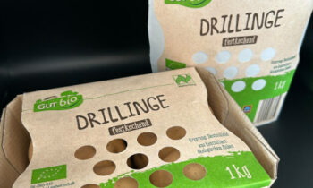 Die papierbasierte Sichtverpackung für Obst und Gemüse kommt ohne Kunststoff aus und unterstützt die Recyclingfähigkeit (Bild: Ulrich).